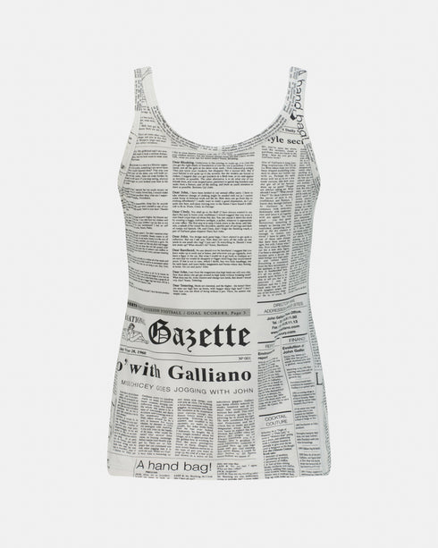 John Galliano Newspaper Print Tank Top